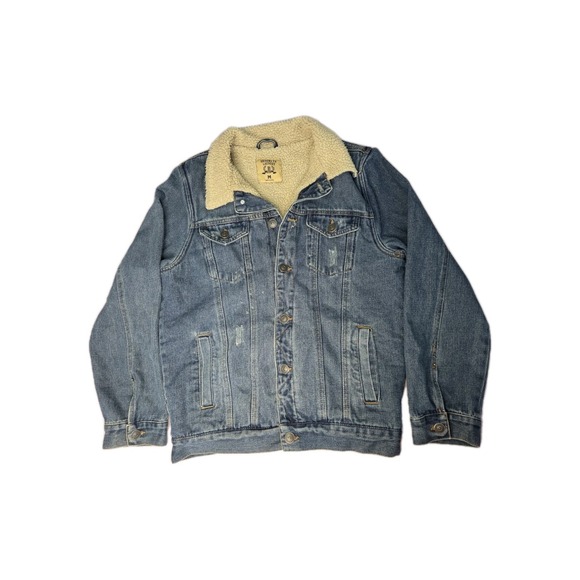 Brooklyn Laundry Men's Sherpa Lined Denim Jean Jacket Size Medium. Distressed. - Picture 4 of 9